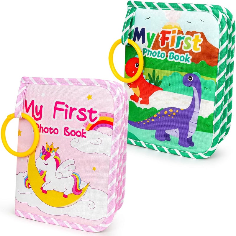 TSYAN 2PCS Baby Photo Album First Family Memory Book for Newborns,Baby Soft Cloth Album with Safety Mirror,Holds 4x6 Pictures for Babies Toddler & Kids,Perfect Gifts for Baby Shower Newborns Family Photos - Image 1